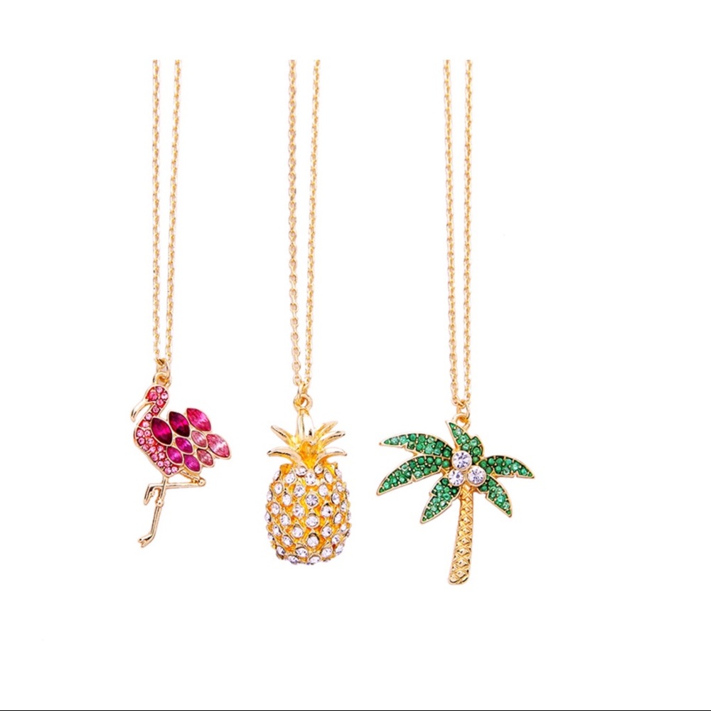 Gold And Pink Crystal Flamingo Necklace - Picture 7 of 7